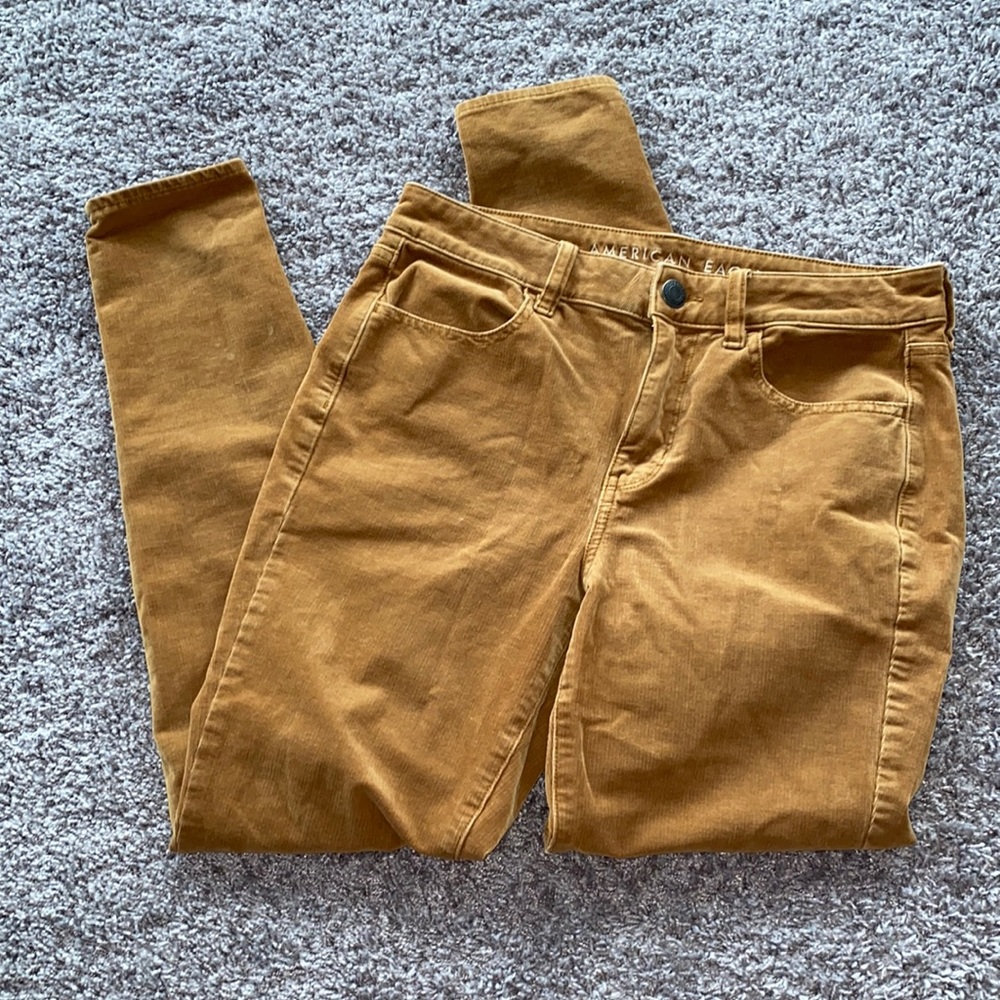 AE American Eagle Super Stretch Jeggings Courderoy Gold 8